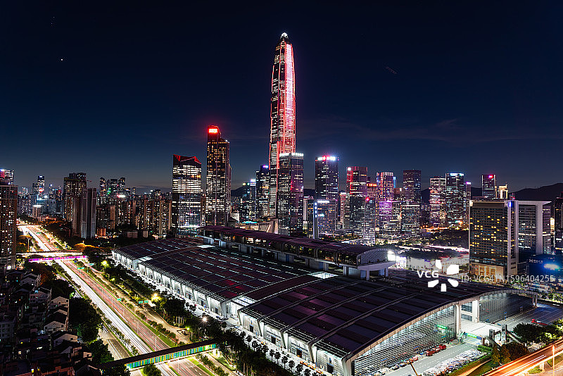 城市金融区夜景写字楼图片素材