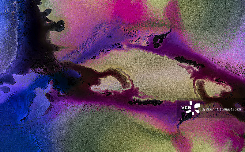 在画布上混合的彩色墨水纹理抽象背景图片素材