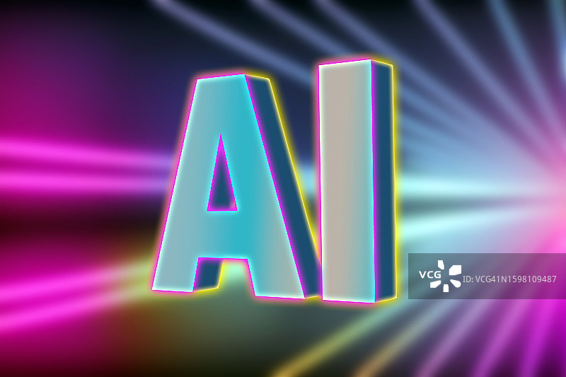 多彩背景上的3D AI符号图片素材