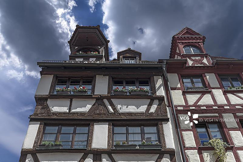 德国纽伦堡 Untere Kraemergasse 的历史半木结构房屋图片素材