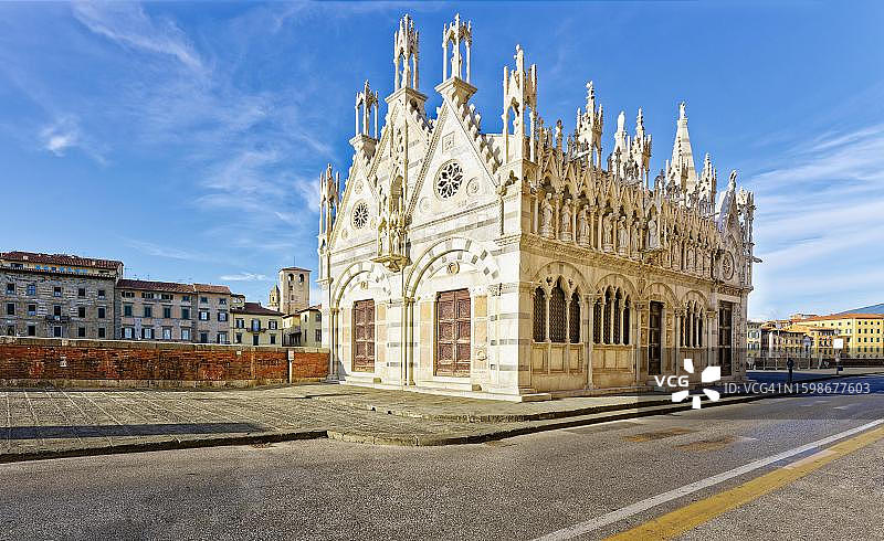 圣玛利亚德拉斯皮纳教堂，比萨老城区，托斯卡纳，意大利图片素材