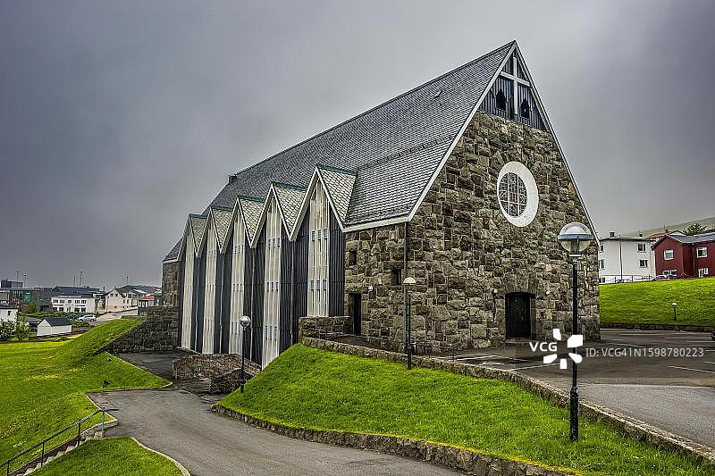 克里斯蒂安教堂，现代教堂建筑，位于丹麦法罗群岛图片素材