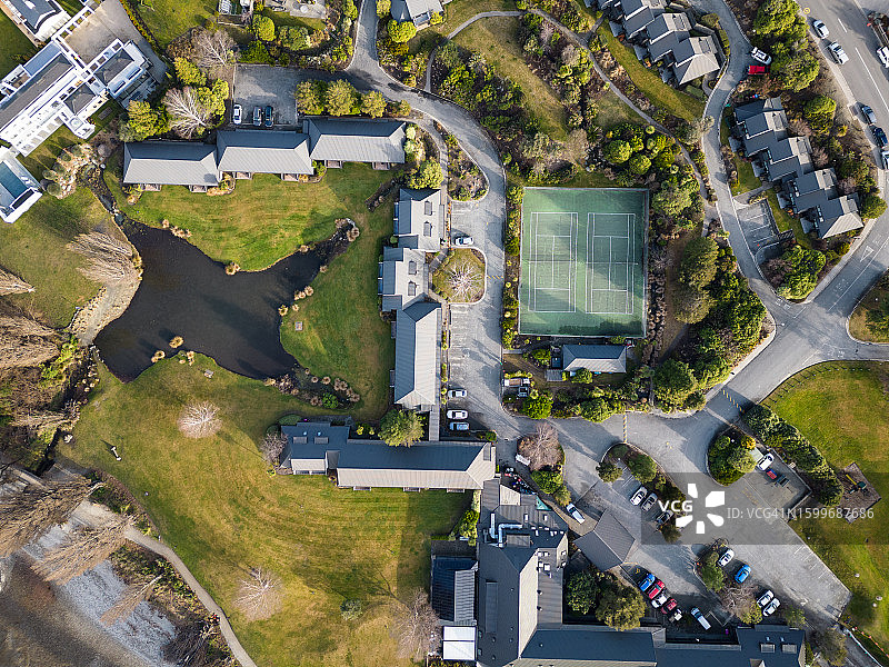 俯视：新西兰瓦纳卡的豪华房地产图片素材