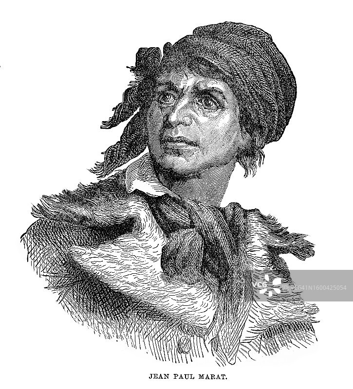 法国政治理论家、医生和科学家让-保罗·马拉的肖像图片素材