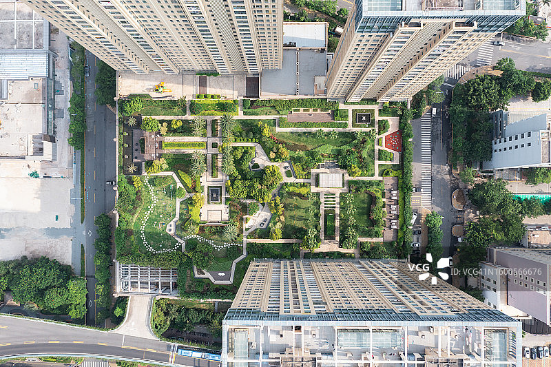 鸟瞰住宅区绿化图片素材