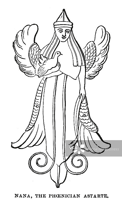 阿斯塔特古版画：古代近东女神阿什塔特的希腊化形式（东闪米特女神伊什塔尔的西北闪米特语对应物）图片素材