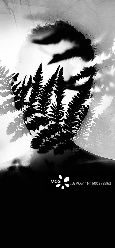 双重曝光自拍图片素材