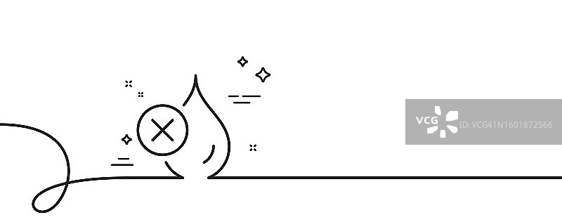 禁止防水线性图标。防水标志。带有卷曲的连续线。矢量图片素材