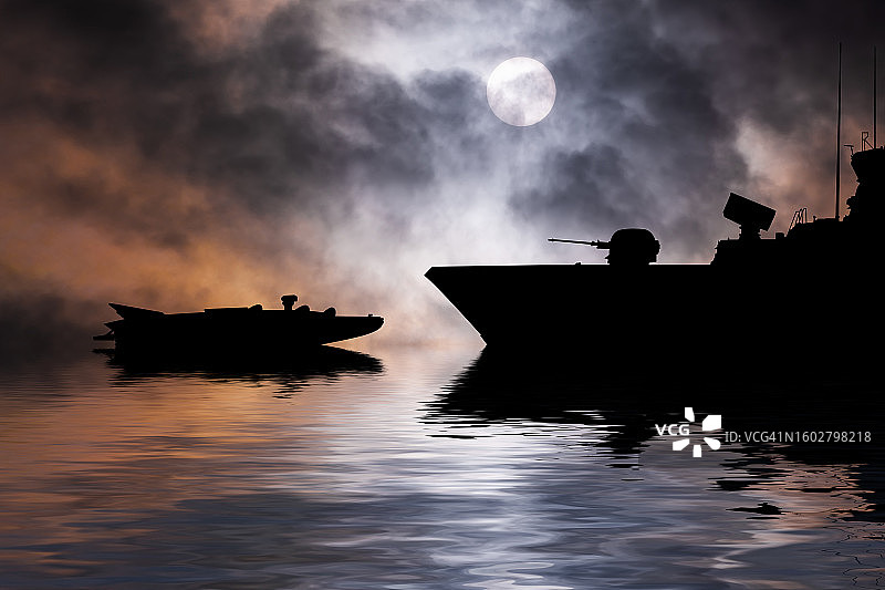 军事无人水面舰艇和军舰图片素材