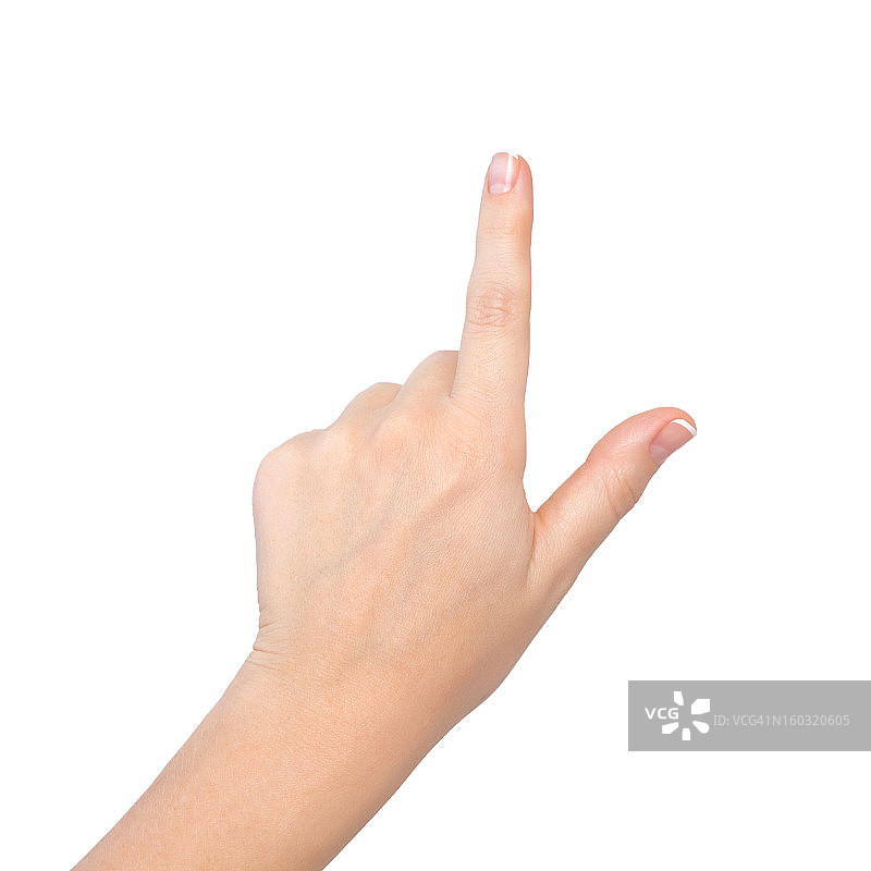 指向白色背景的女人手图片素材