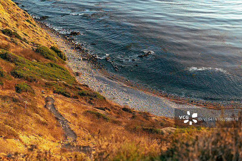 美国加利福尼亚州帕洛斯弗迪斯海滩高角度海景图片素材
