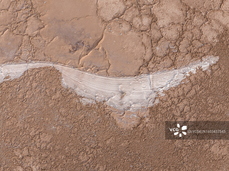 无人机拍摄的南澳大利亚帕特森港干涸湖床上形成的盐图片素材