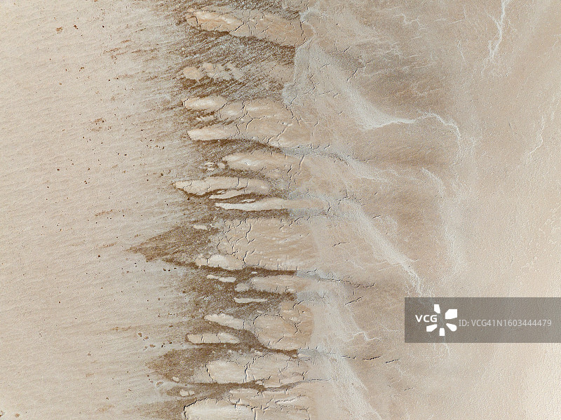 澳大利亚南澳大利亚托伦斯湖边缘的盐层结构航拍图图片素材