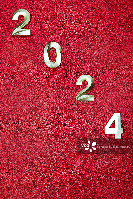 2024金色数字红色背景图片素材