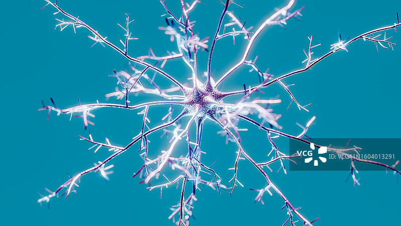 神经元细胞 科学、神经科学、生物学、微生物学、神经学 3D渲染高质量图片素材