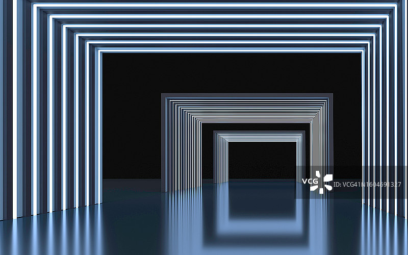 带LED灯的空房间2.5D渲染图片素材