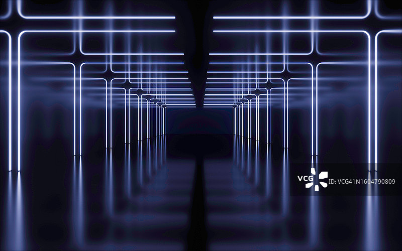 带LED灯的空房间2.5D渲染图片素材