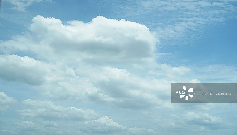 蓝天白云自然背景，留白区域可供文字编辑图片素材