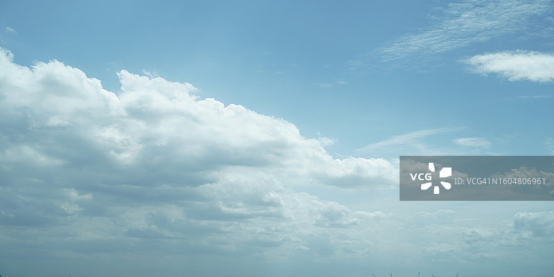 蓝天白云自然背景，留白区域可供文字编辑图片素材