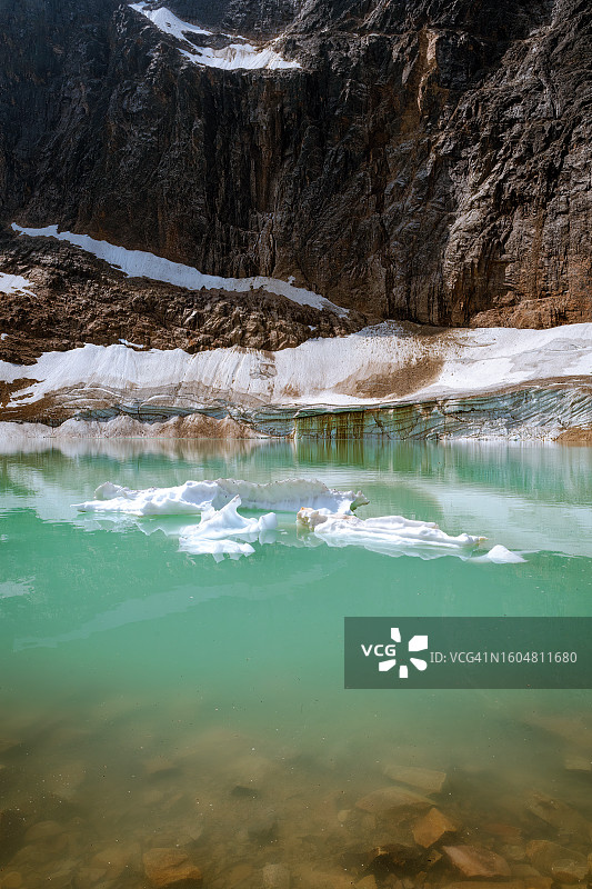 伊迪丝·卡韦尔山冰川湖图片素材