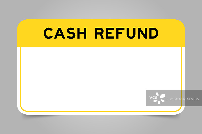 带有黄色标题和“现金返还”字样的标签banner，灰色背景图片素材