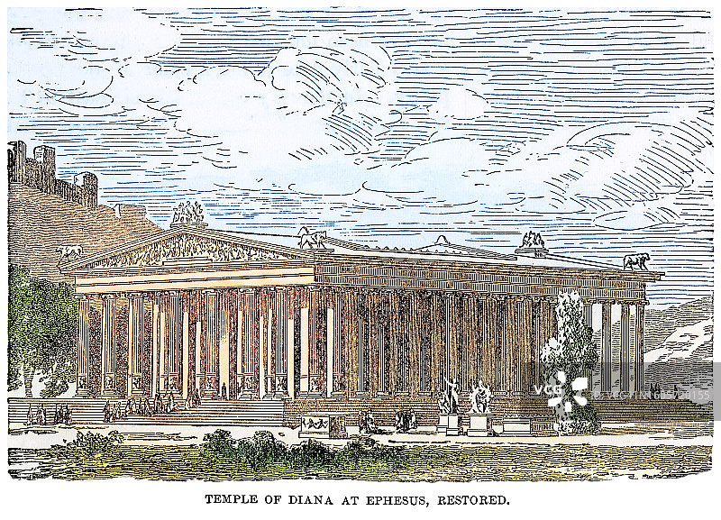 土耳其以弗所的阿耳忒弥斯神庙古老版画图片素材