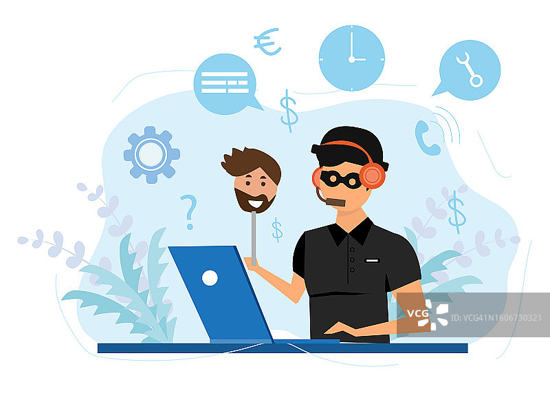 网络犯罪概念插画：社交媒体诈骗图片素材