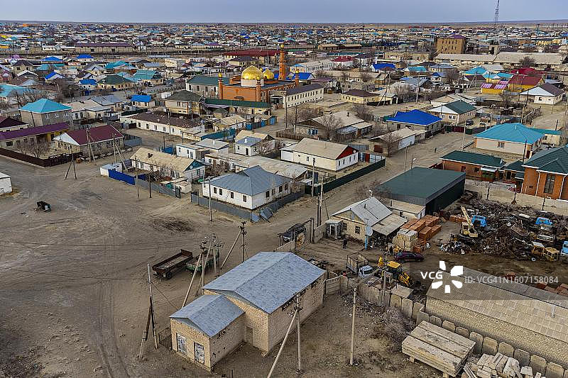 哈萨克斯坦阿ral湖阿ralsk鸟瞰图图片素材