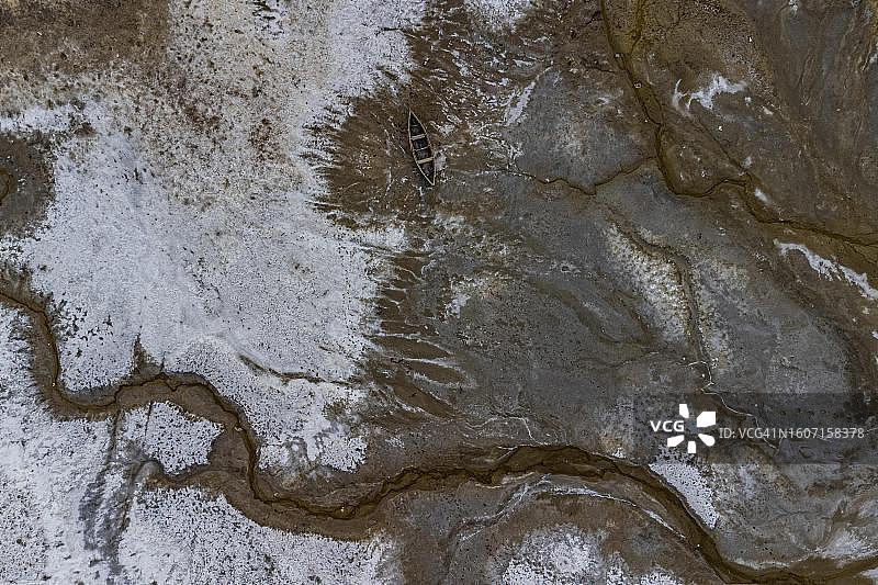 哈萨克斯坦阿拉尔湖盐碱地航拍图片素材