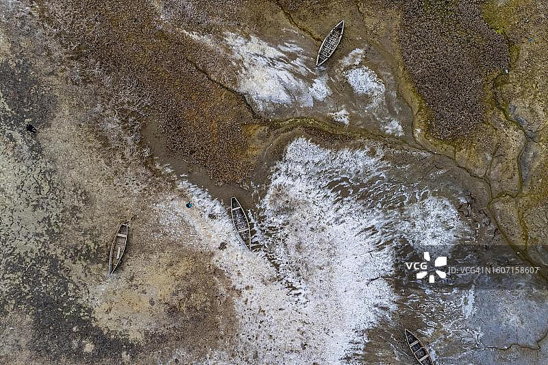 哈萨克斯坦阿拉尔湖盐碱地航拍图片素材