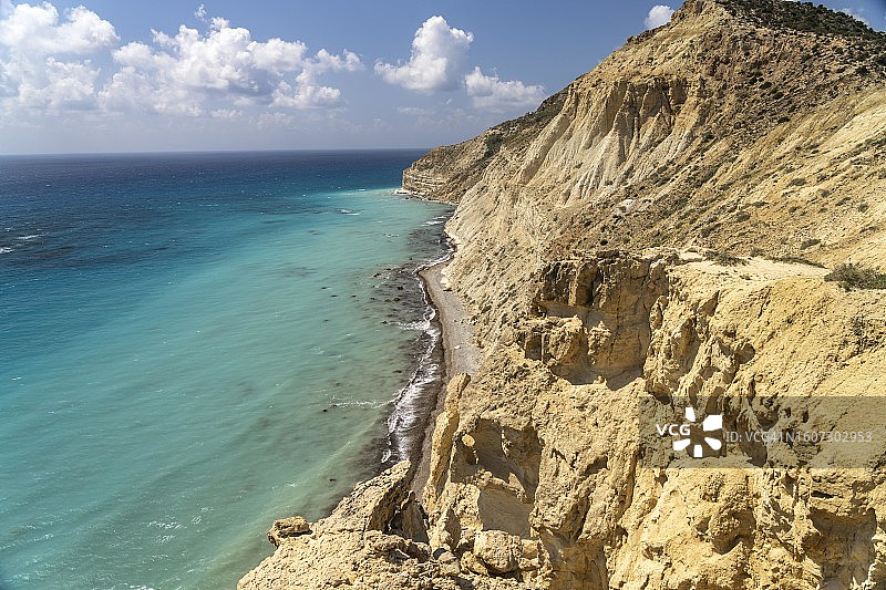 塞浦路斯皮苏里附近阿斯普罗角悬崖海滩图片素材