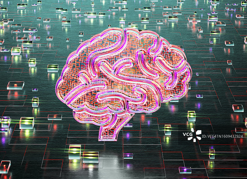 带连接器的玻璃大脑图片素材