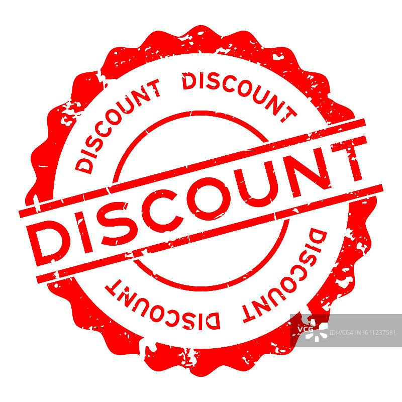 红色“折扣”圆形橡胶印章图片素材