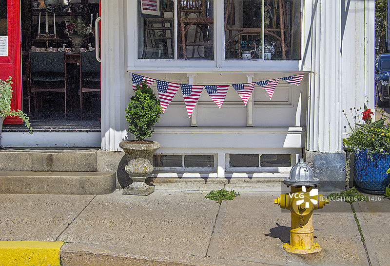 康涅狄格州斯托宁顿的美国国旗彩旗图片素材