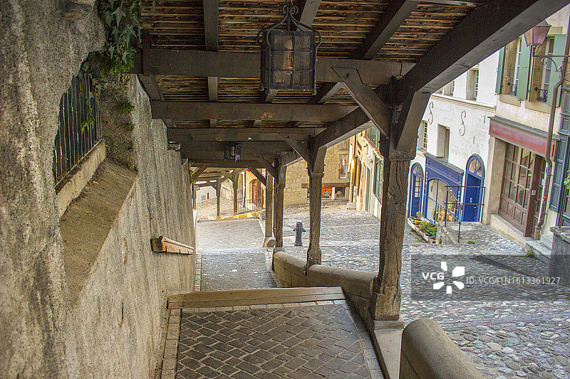 瑞士洛桑的市集阶梯图片素材