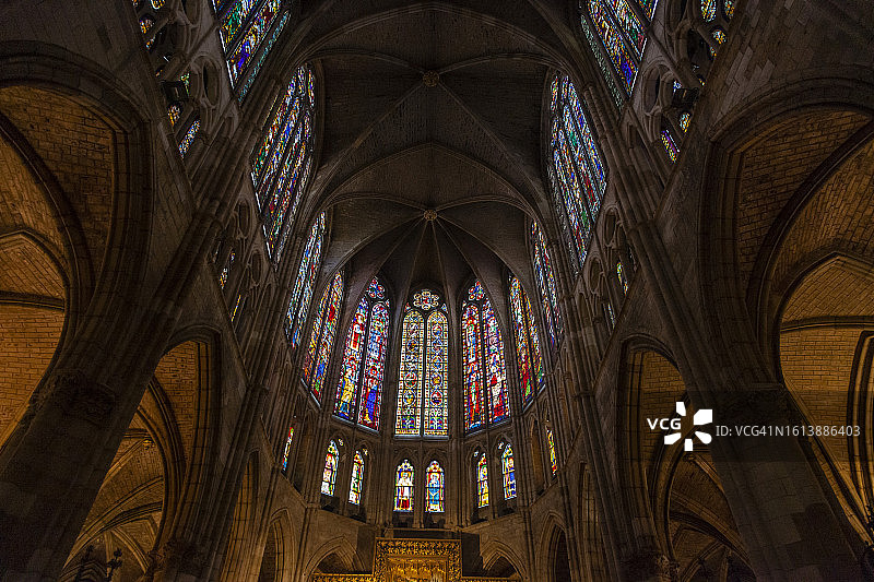 莱昂市圣玛丽亚大教堂内部局部图片素材