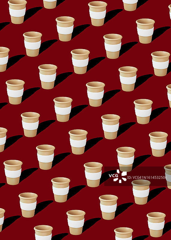 亮品红色背景上的带盖一次性咖啡杯图片素材