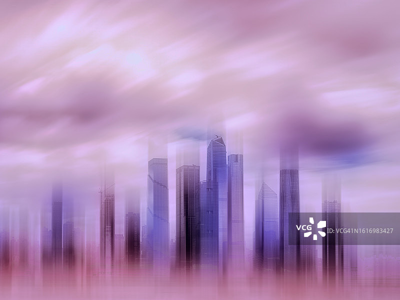 曼哈顿西区哈德逊城市广场云层长曝光图片素材