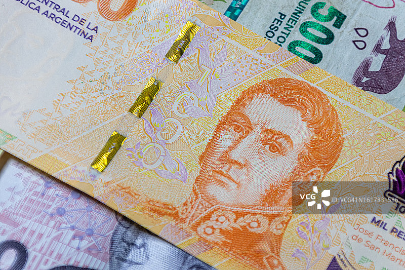 阿根廷1000比索纸币，何塞·德·圣马丁肖像图片素材