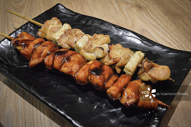 韩国美食鸡肉串图片素材