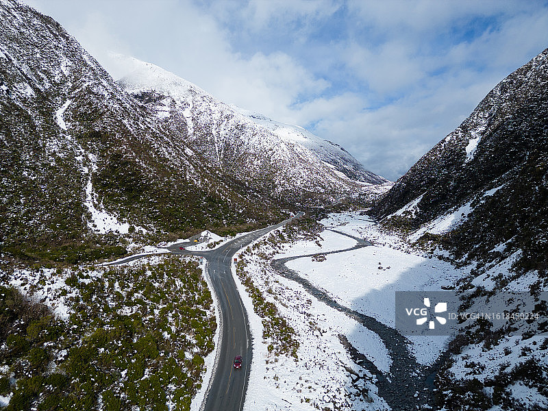 新西兰南岛冬季的亚瑟通道图片素材