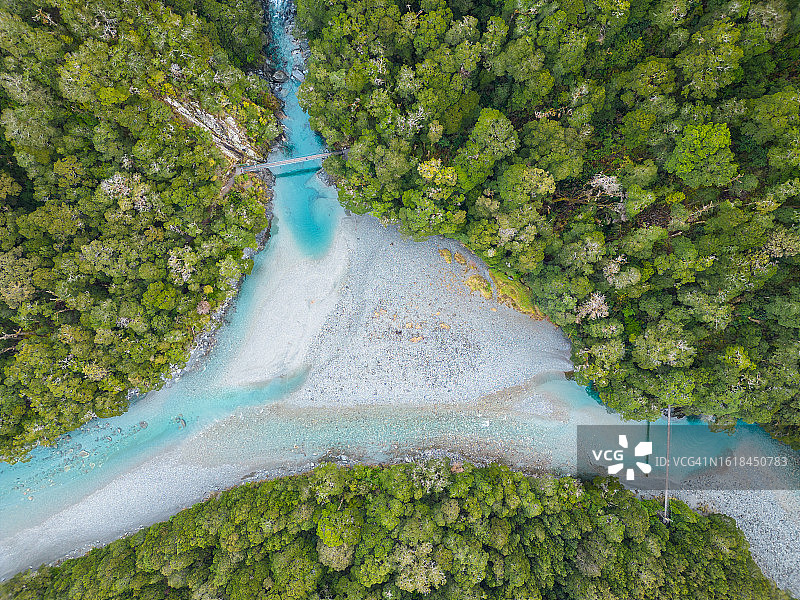 新西兰瓦纳卡蓝池鸟瞰图图片素材