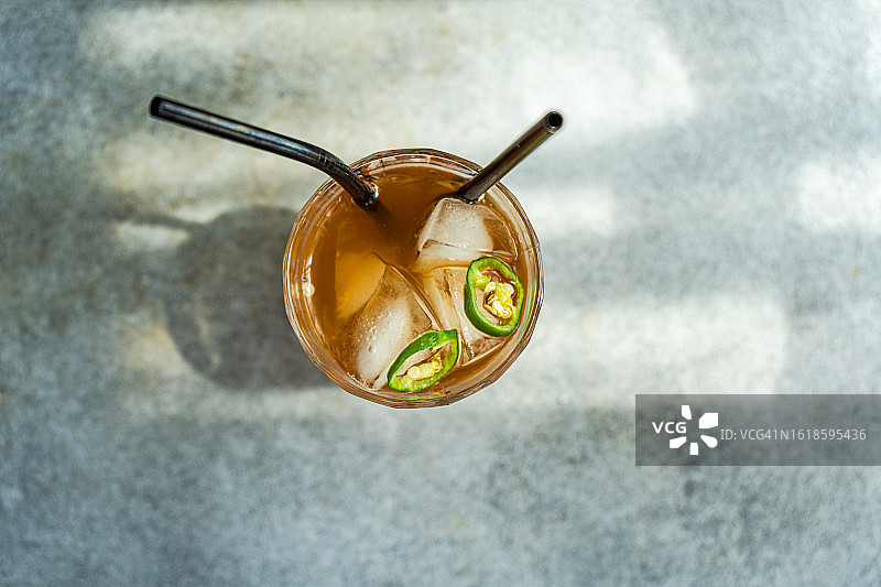 墨西哥辣椒鸡尾酒俯视图图片素材