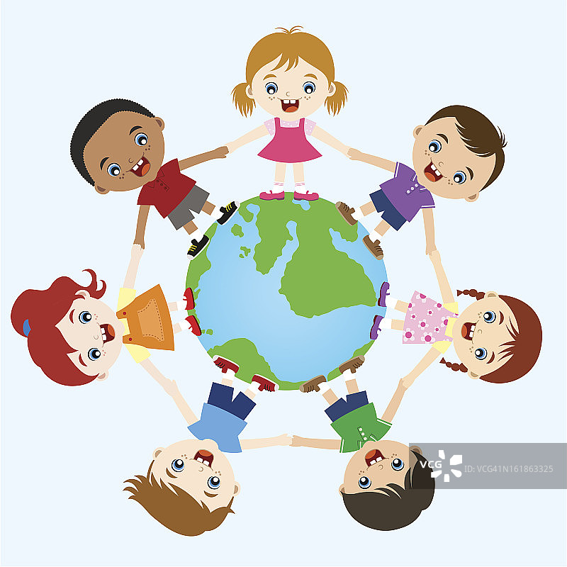手牵着手的多元文化儿童图片素材