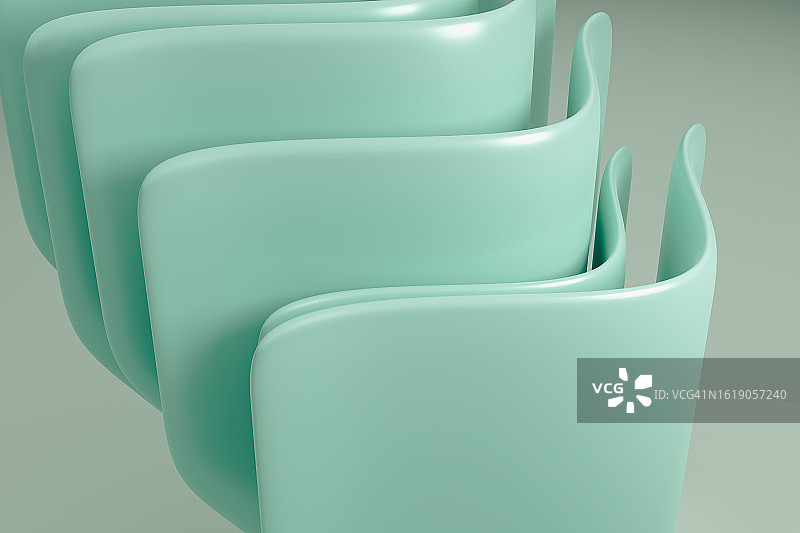 绿色波浪图案的曲面几何形状3D渲染图片素材