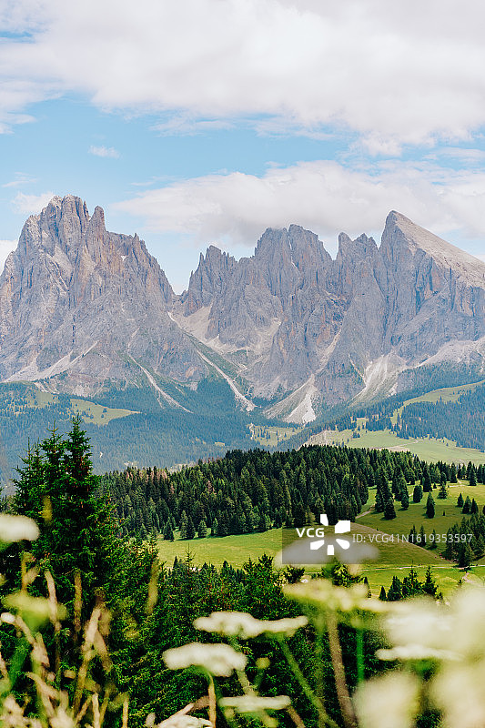 意大利多洛米蒂阿尔卑斯山锡瑟阿尔姆美丽风光图片素材