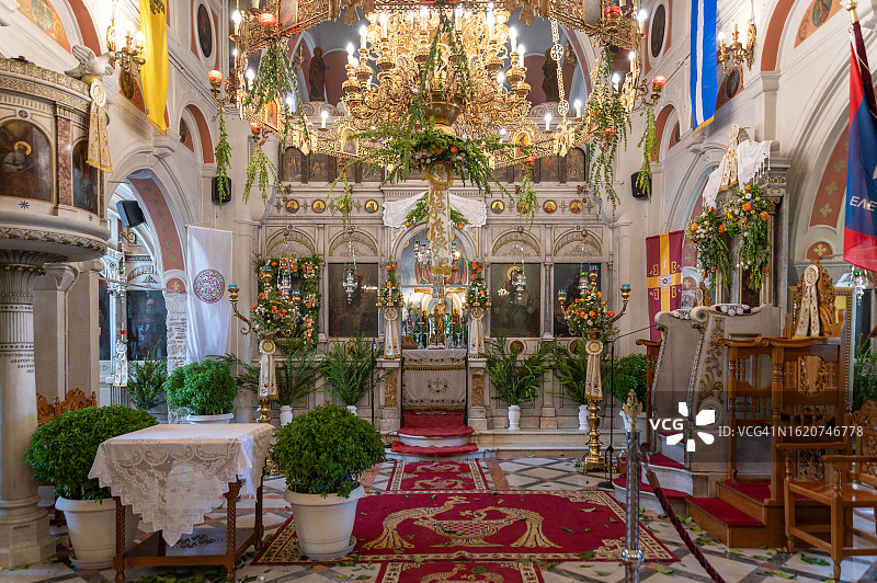 希腊东正教教堂内部图片素材