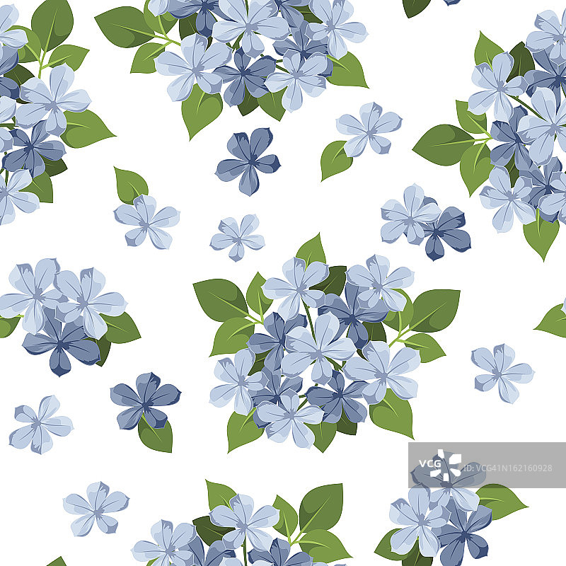 蓝色花朵无缝背景矢量图图片素材