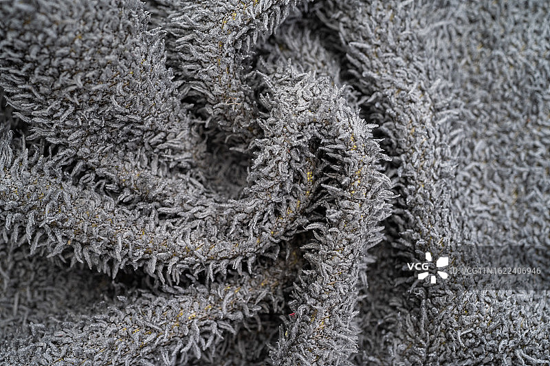 灰色褶皱超细纤维布纹理和背景特写镜头图片素材