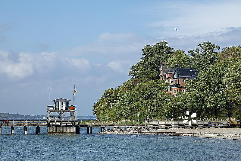 德国石荷州格吕克斯堡海滩码头图片素材